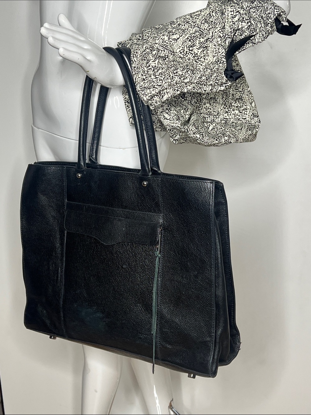 Rebecca Minkoff Large Mab Black Leather Shoulder Tote Bag